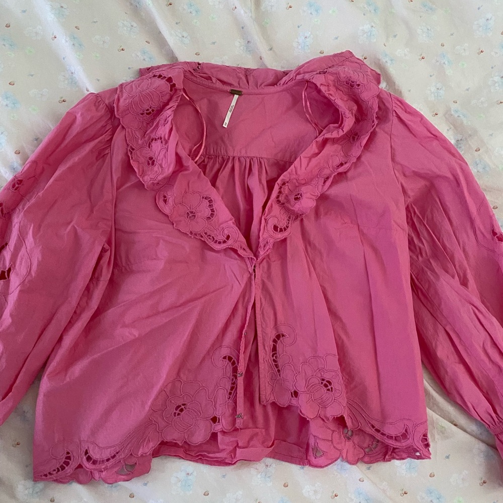 Free People Maisie Cutwork Top in Pink (color no longer available on website!!!)